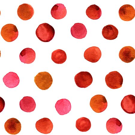 Seamless pattern of brown and red watercolor dotsの写真素材
