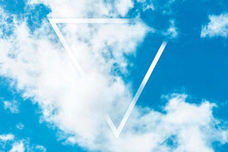 Abstract frame background, design template with copy space. Blue sky with white clouds and a...