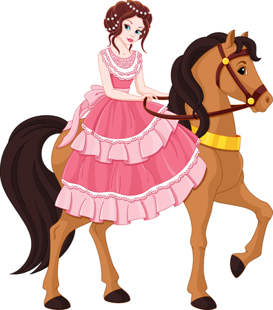 Princess riding on a horseのイラスト素材