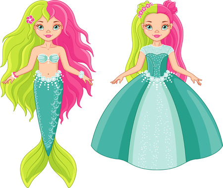 Princess and Mermaid. Girl in the image of a princess.のイラスト素材