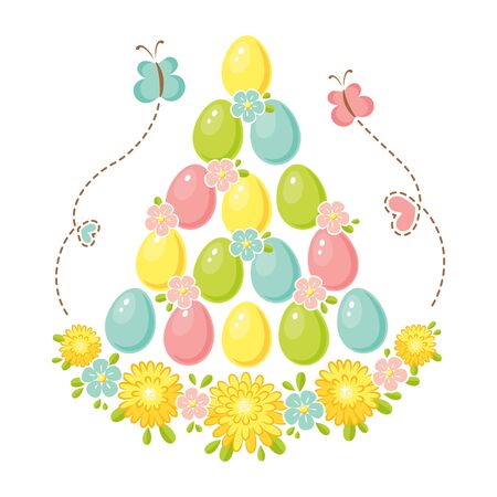 Easter Egg Decor on white background.のイラスト素材