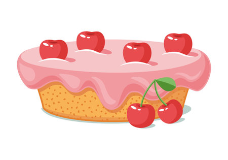 Cherry cake cartoon vector illustrationのイラスト素材