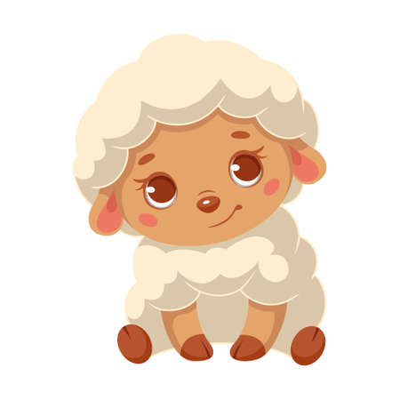 Cute sheep sitting. cartoon vector illustrationのイラスト素材