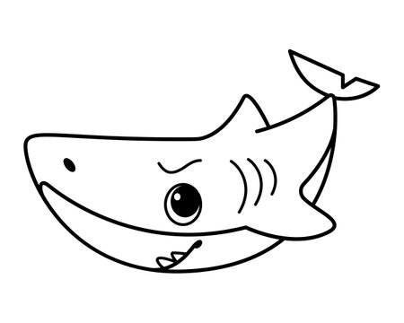 Cute Shark Coloring Page Cartoon Vector Illustrationのイラスト素材