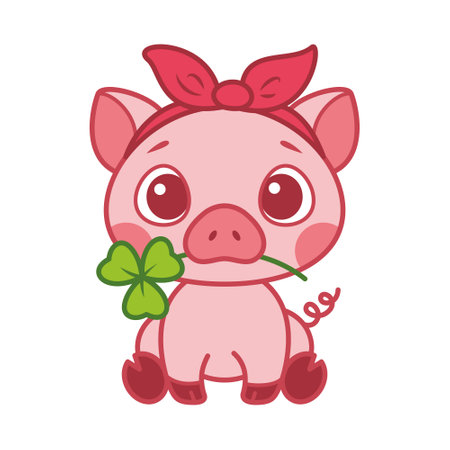 Doodle Cute Pig Cartoon Vector Illustrationのイラスト素材
