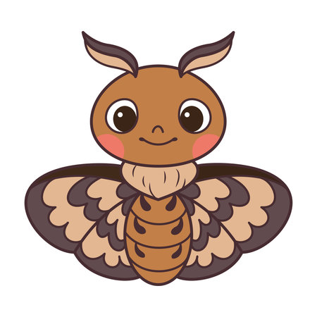 Doodle Cute Moth Cartoon Vector Illustrationのイラスト素材