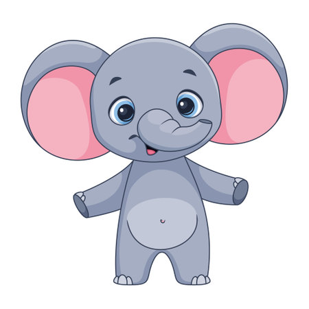 Cute Elephant Cartoon Vector Illustrationのイラスト素材