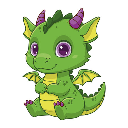 Illustration of Cute Baby Dragon Sittingのイラスト素材