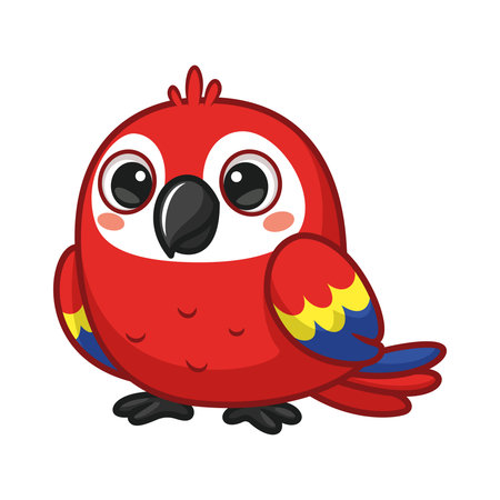 Cute Cartoon Scarlet Macaw Parrotのイラスト素材