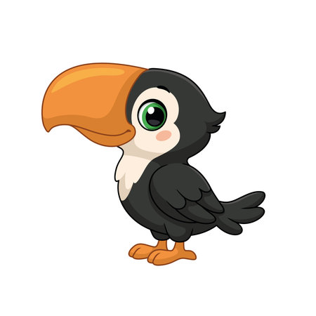 Cartoon Vector Illustration of Cute Toucanのイラスト素材