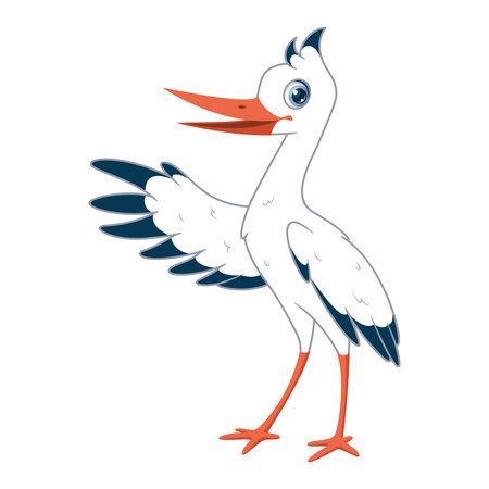 White stork. Vector cartoon illustrationのイラスト素材