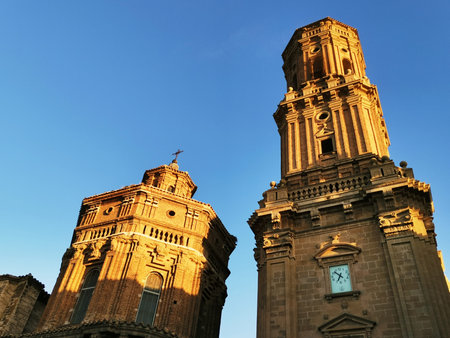 Towers of the historic cathedral in Tudela, Spain