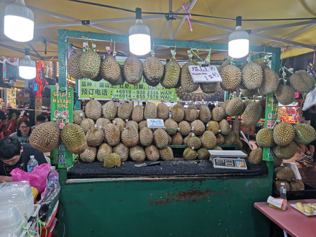 durian food stand in malaysiaの写真素材