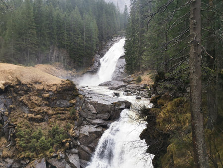Krimmler waterfall in austriaの写真素材
