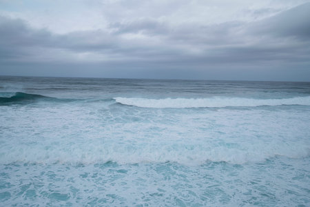 Beautiful wide huge Santa Barbara Beach on Sao Miguel Island Azores, Portugal