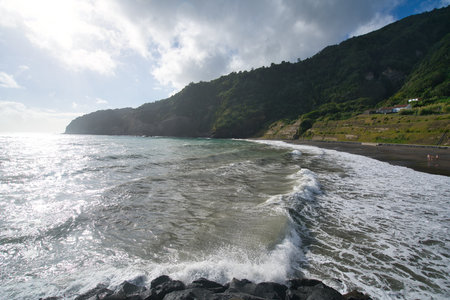 Beautiful Praia do Fogo beach on the Azores island of Sao Miguelの写真素材