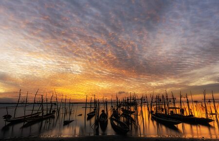 Scene of beautiful sunrise in the morning. sky background and sunlight in the morning.の写真素材