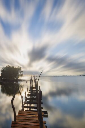 Scene of beautiful sunrise in the morning. sky background and sunlight in the morning.の写真素材