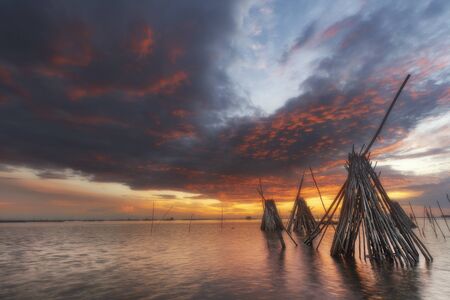 Scene of beautiful sunrise in the morning. sky background and sunlight in the morning.