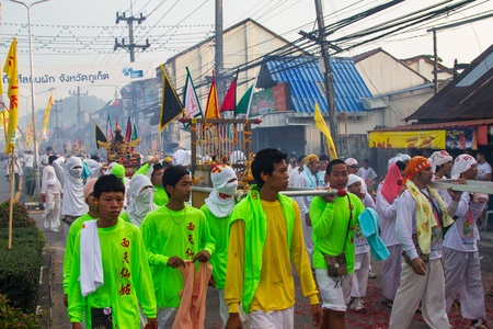 PHUKET, THAILAND - OCTOBER 20: Phuket vegetarian festival on October 20, 2012 in Phuket province, Thailand. のeditorial素材