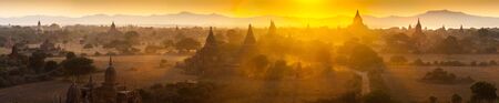 Sunset over temples of Bagan in Myanmar の写真素材