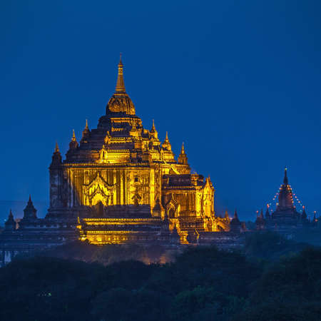 ancient temple in Bagan after sunset , Myanmar の写真素材