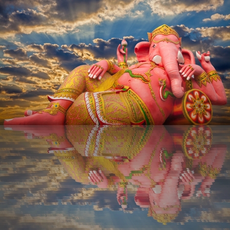 Pink ganesha statue wat Samarn, Chachoengsao, Thailand の写真素材