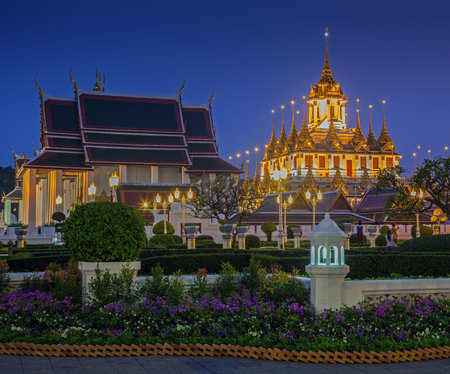 Wat Ratchanaddaram and Loha Prasat Metal Palace in Bangkok ,Thailand 