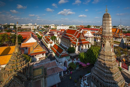 Aerial view of Temple of the Dawn  Wat Arun , Bangkok, Thailandの写真素材