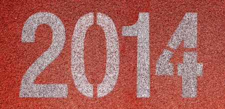 2014-Abstract numbers on red running track の写真素材