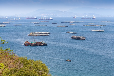 A lot of ship and boat at koh sichang, thailand. の写真素材