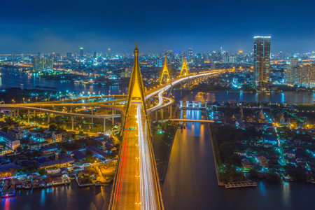 Bhumibol Bridge in Thailand (the Industrial Ring Road Bridge) in Thailand. 