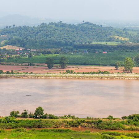 Mekong River view take from Chiang Khong ,Thailand の写真素材
