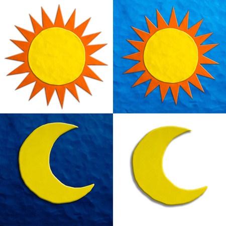Color children s moon and sun plasticine の写真素材