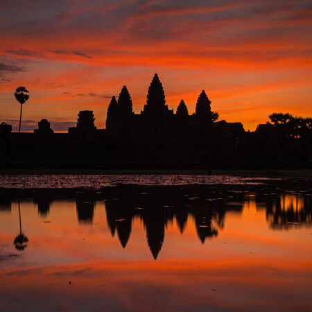 The Angkor Wat temple at the sunrise の写真素材