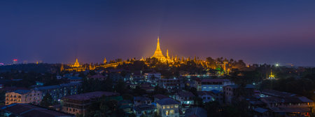 View at dawn of the Shwedagon Pagoda, Yangoon, Myanmar 
