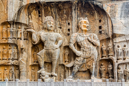 Longmen Grottoes, Luoyang, China の写真素材
