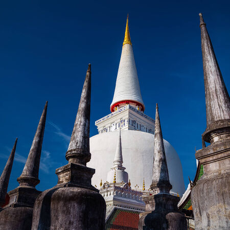 Ancient Pagoda in Wat Mahathat temple, Nakhon Si Thammarat ,Southern of Thailand の写真素材