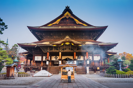 Zenkoji Temple, Nagano, JAPAN. One of the most important temples in Japan which was built in the 7th centuryのeditorial素材