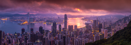 Hongkong China June 2 2015: Hong Kong skyline from Victoria Peak.のeditorial素材