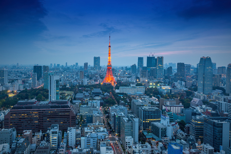 Tokyo, Japan - Nov 22, 2015: Night view of Tokyo Skylines.Tokyo is both the capital and largest city of Japan. The Greater Tokyo Area is the most populous metropolitan area in the world