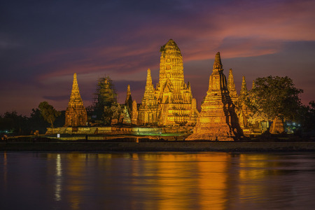 Old Temple wat Chaiwatthanaram of Ayutthaya Province( Ayutthaya Historical Park )Asia Thailandの写真素材