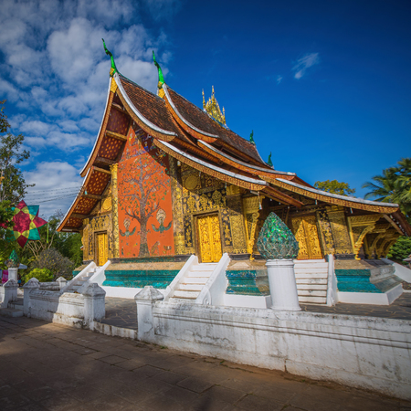 Wat Xieng Thong, The most important buddhist temple in Luang Prabang, Laos.の写真素材