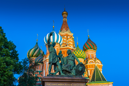 St Basil's cathedral on Red Square at night, Moscow, Russiaのeditorial素材