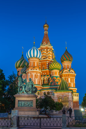 St Basil's cathedral on Red Square at night, Moscow, Russiaのeditorial素材