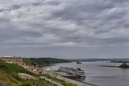 the river ship at the pier.の写真素材