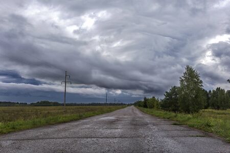 track outside the city dark sky.の写真素材