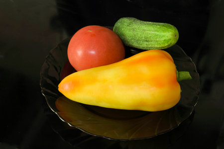 Vegetables on a plate.の写真素材
