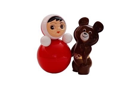 Toy the Tumbler toy and the  bear - souvenirs and symbols of Russia 70 - 80th years.のeditorial素材