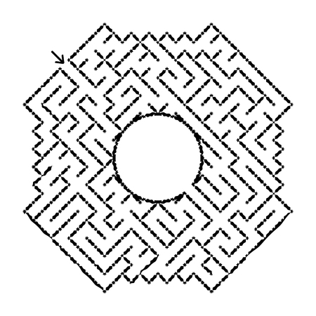 A polygonal labyrinth with a circular center.のイラスト素材